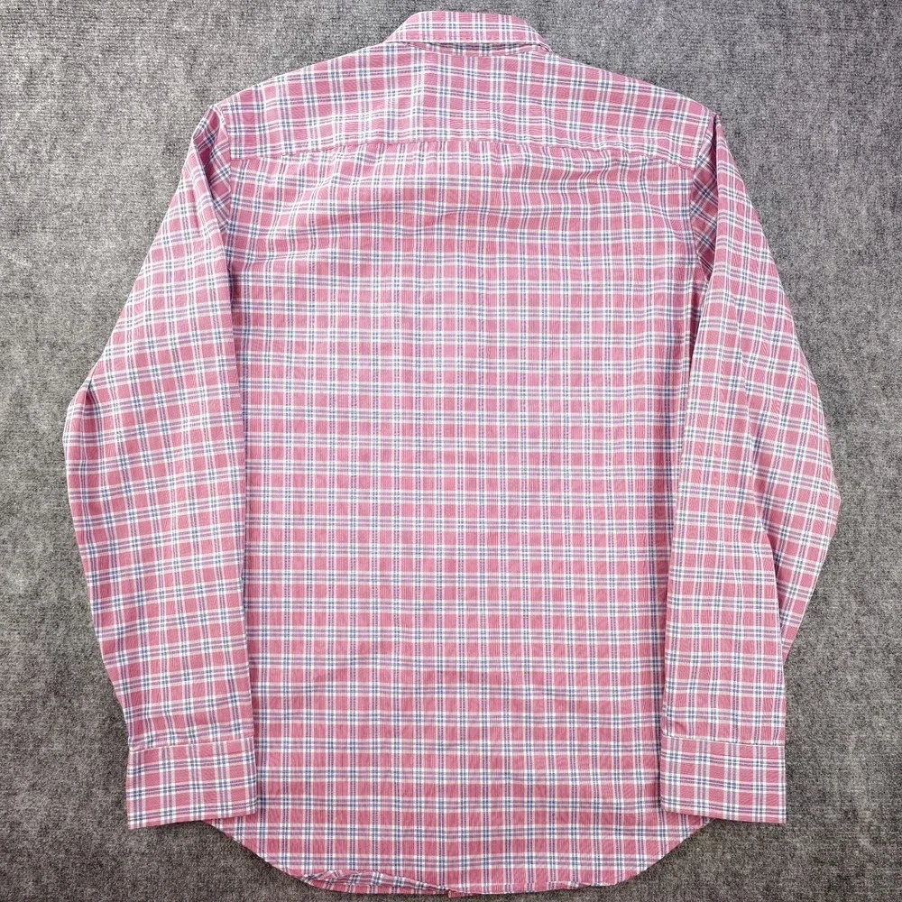 Banana Republic Shirt Mens Medium 15 15.5 33/34 Non Iron Slim Fit Red Blue Check